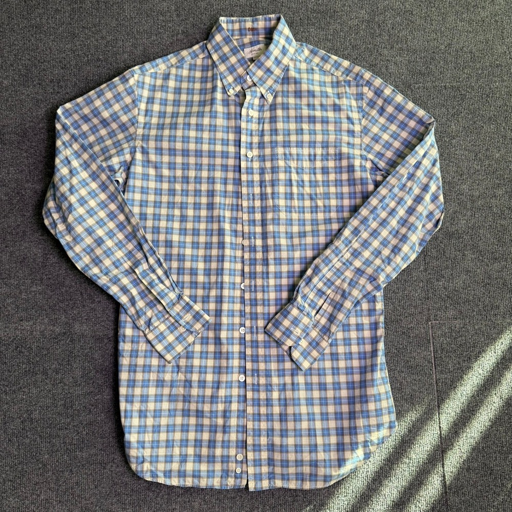Hamilton Shirts Mens Blue Plaid Button Down Long Sleeve Monogram Shirt 20.5x32
